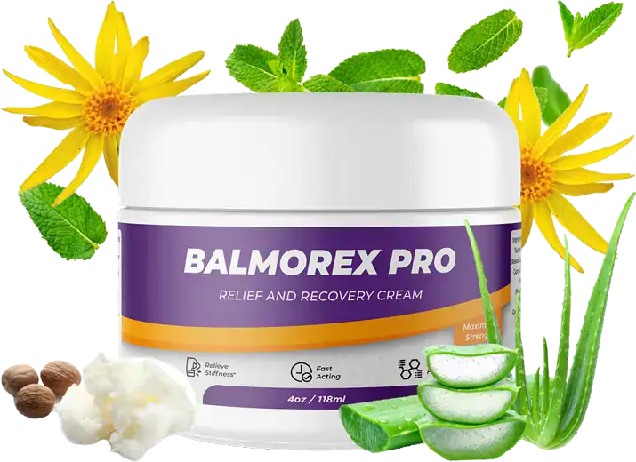 Balmorex Pro topical cream with arnica, ginger, Boswellia, aloe vera, and other botanical ingredients