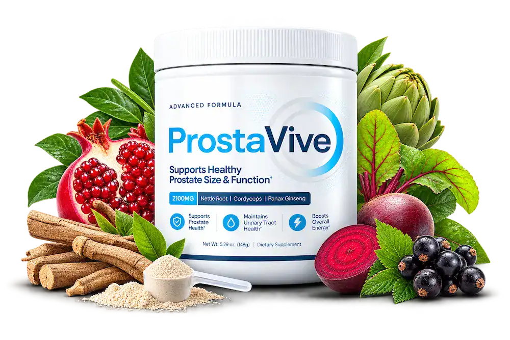 ProstaVive powdered prostate support supplement with key botanical ingredients